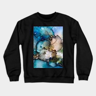 Abstract acrylic art in teal and gold Crewneck Sweatshirt